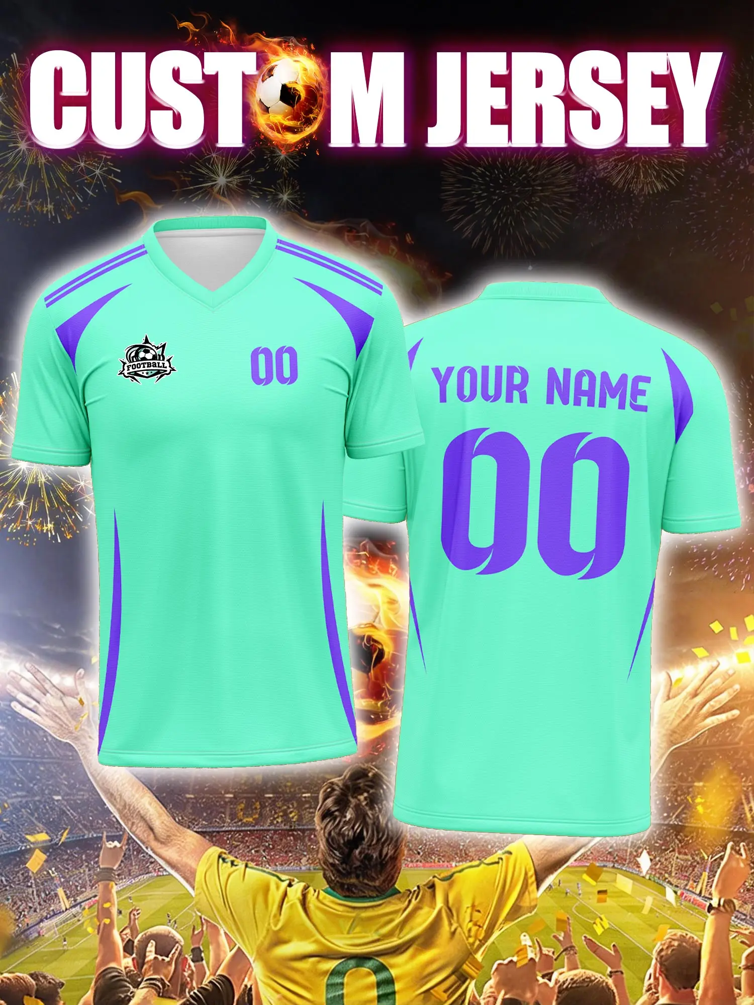 

Футболка для футбола с индивидуальным изображением, номером и именем, для студентов колледжей и команд академий.