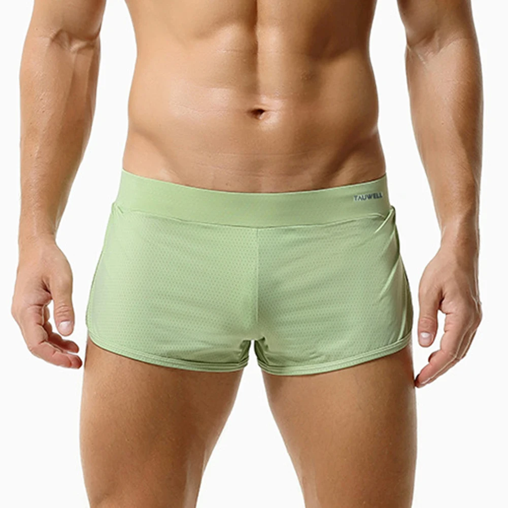 Boxers sexis de malla sedosa para hombre, pantalones cortos con abertura lateral, ropa interior cómoda para hombre, bragas elásticas de tiro bajo, lencería