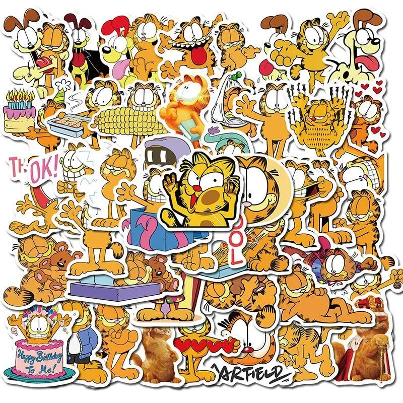 

50pcs cute Garfield cat stickers DIY doodle toys cartoon anime notebooks travel suitcases guitar decoration stickers gifts