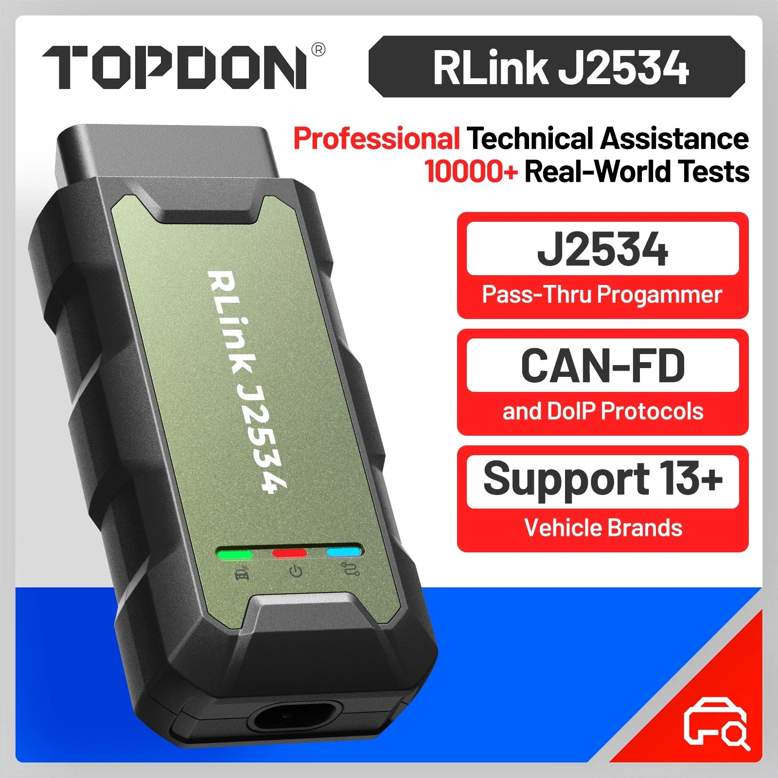 TOPDON RLink J2534 Pass-Thru Programmer OEM Diagnostic Tool Support D-PDU CAN-FD DoIP ECU Programming for BMW Benz VW Ford GM Multi-Brand