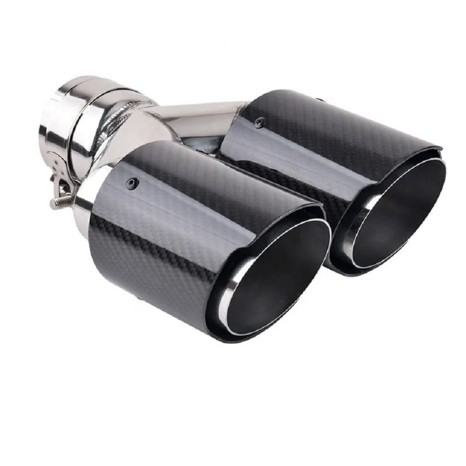 Gloss Finished Carbon Fiber Double Exhaust Tip Muffler Pipe Exhaust Pipe Muffler Exhaust Tip