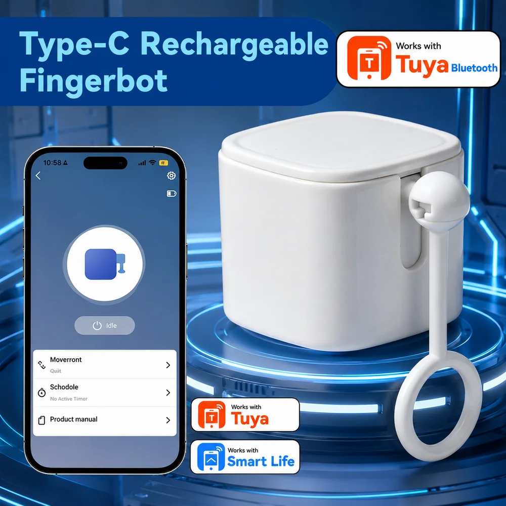 Tuya Smart Bluetooth-Tastenroboter Smart Home DIY Nachrüstwerkzeug Physischer Fingersimulator Roboterarm Fernbedienung über Smart Life App Kompatibel mit Alexa Google Home Beliebige Tastenschalter für