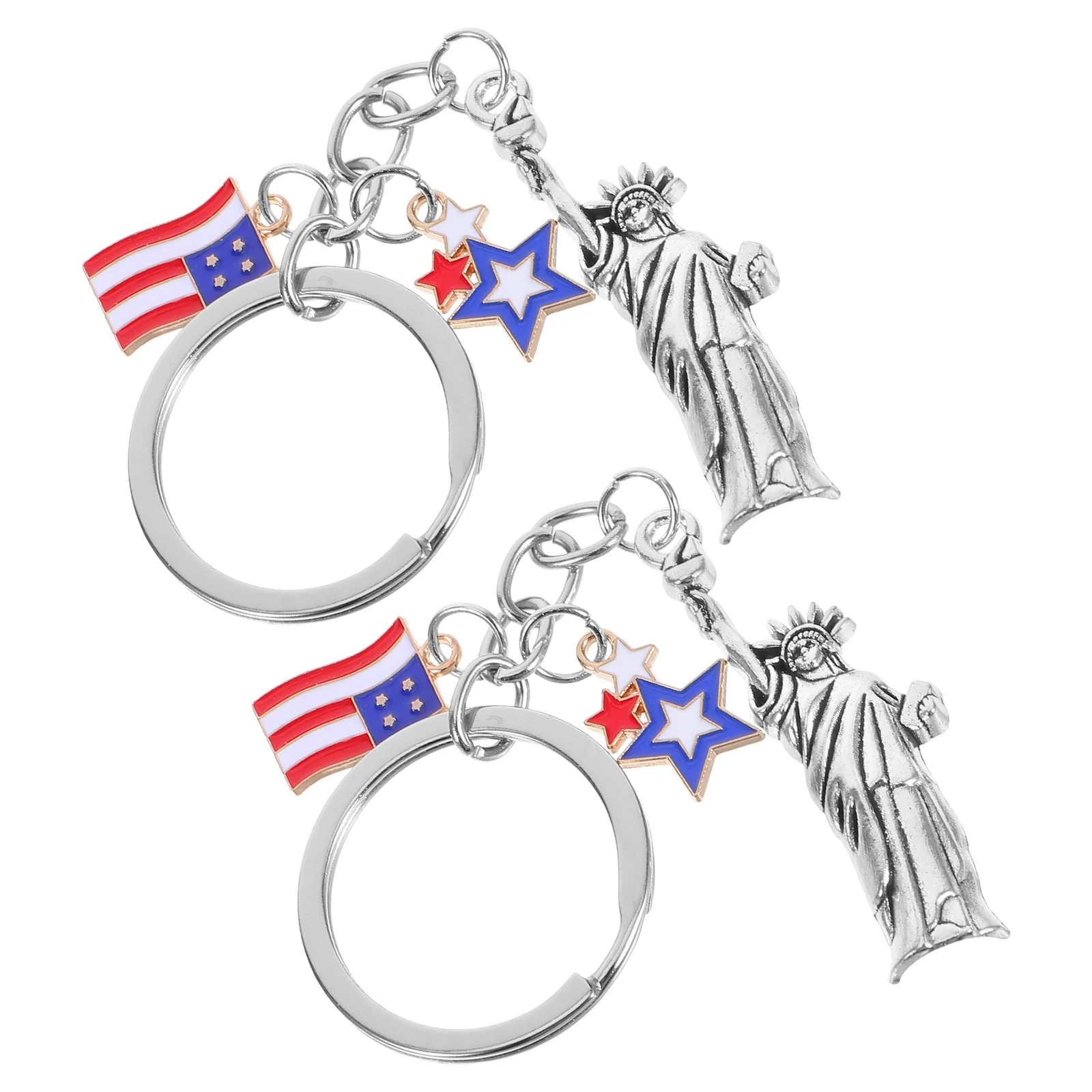 

2 Pcs Liberty Metal Keychain Keychain USA Metal Key Rings American Flag Independence Day American Flag Key Chain Car Decor Gift