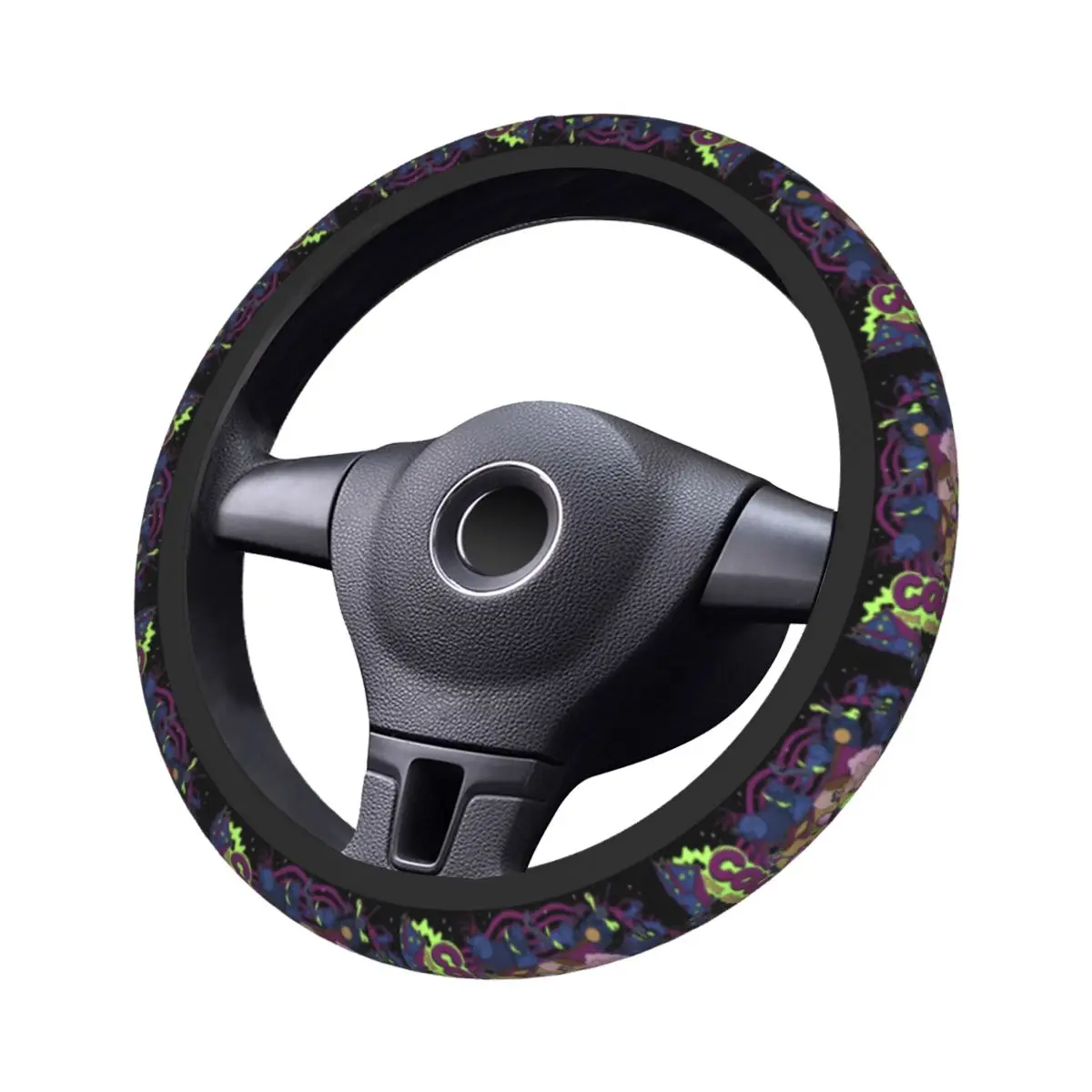 

Car Steering Wheel Cover Courages Cowardly Dog Car Covers Suite Soft Design Auto Accessories for 14.5-15Inches