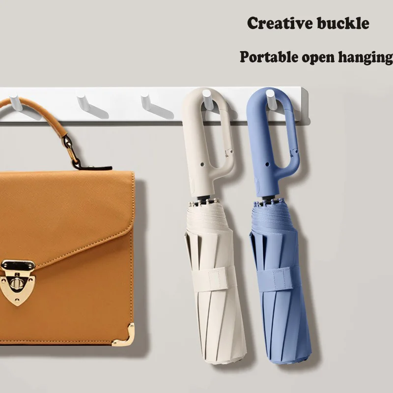 Umbrella UV Resistant Weather Resistant Dual-use Three Fold Ring Buckle Parasol Fully Automatic Folding Portable Umbrella