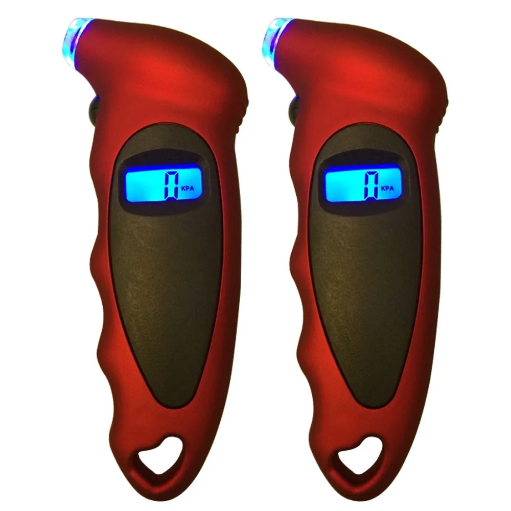 

Red High Precision Electronic Digital Display Tire Pressure Monitor Portable with Lamp Automobile Tire Pressure Gauge Monitor