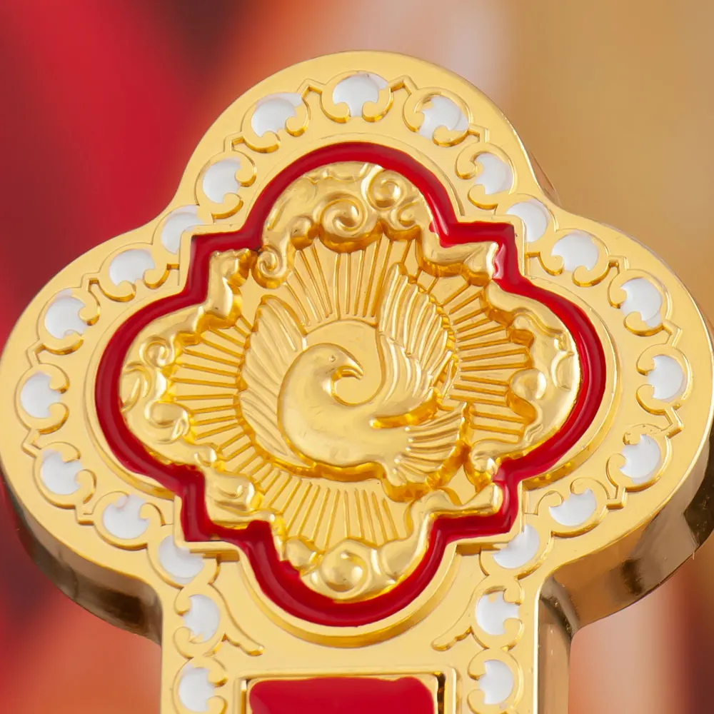 HTISOK Orthodoxes Kreuz Jesus-Kruzifix Zinkbeschichtetes Gold Gebets-Handkreuz Anbetung Hochzeit Religiöses Geschenk Orthodoxes Wandkreuz – Detail 3