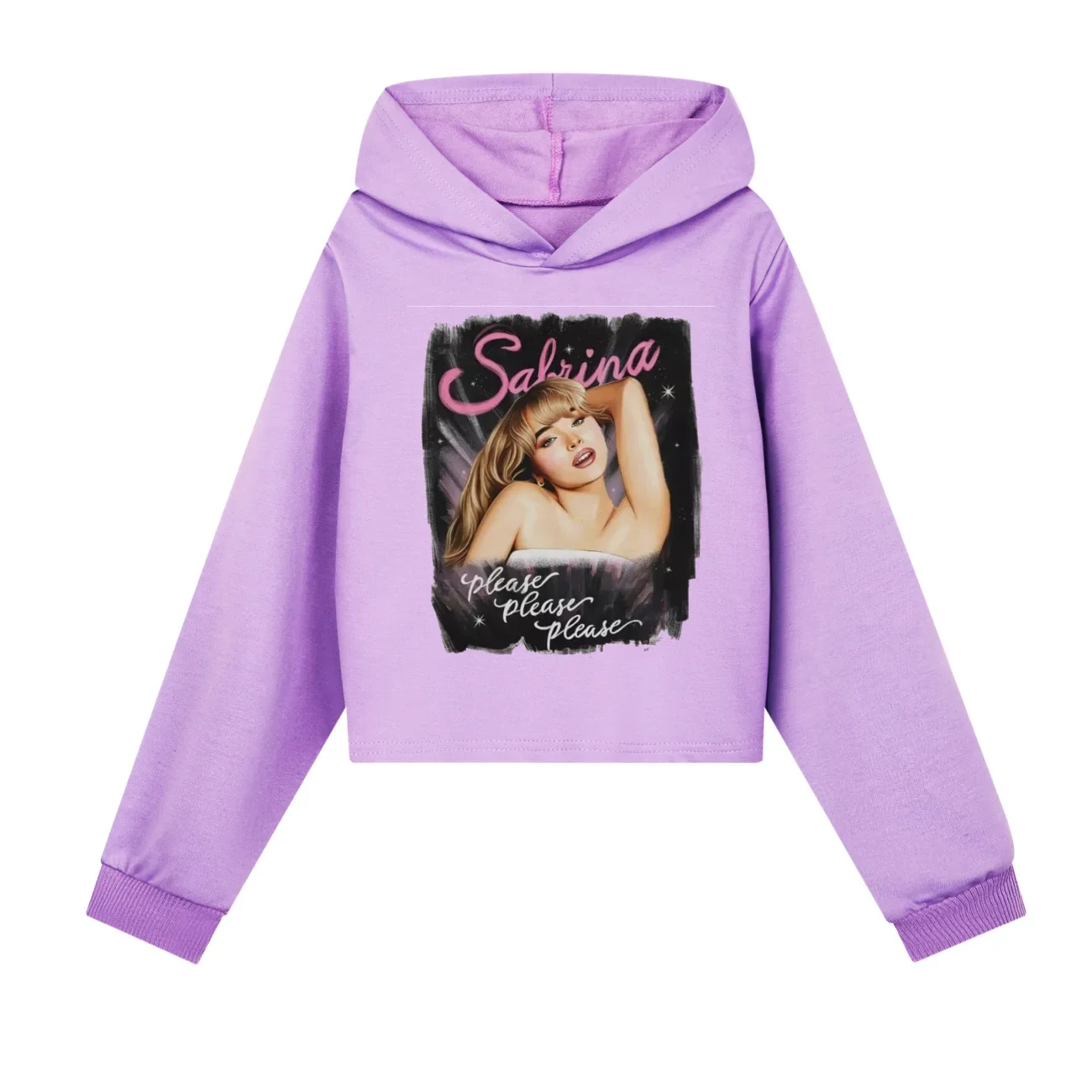 New Kids Girl Cropped Sweatshirt Half Waist Sabrina Carpenter Hoodie Set Children Clothing  Spring  Hoody Long sleeve Tops 3765