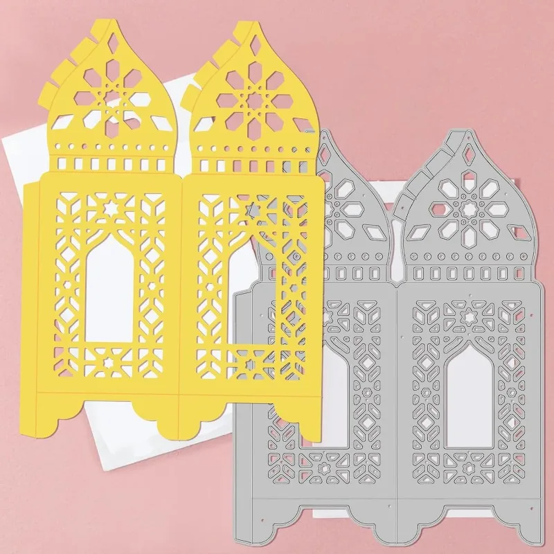 4 szt. Matryce 3D do cięcia latarni 3D islamski styl architektoniczny lampion szablon wytłaczane szablony ze stali węglowej do dekoracji