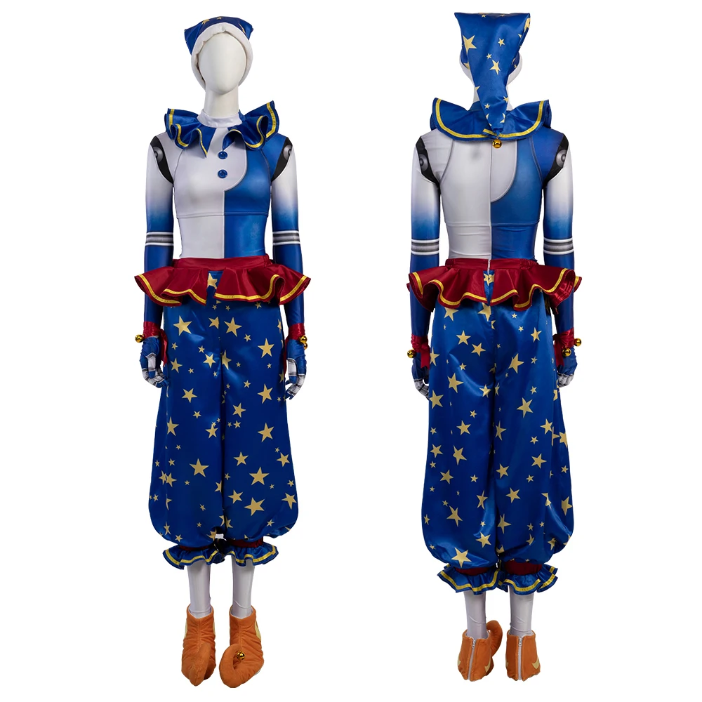 

Halloween Clown Costume Moon Cosplay Horror Game Uniform Suit Women Fancy Printed Disguise Full Set Comic Con Show Outfits