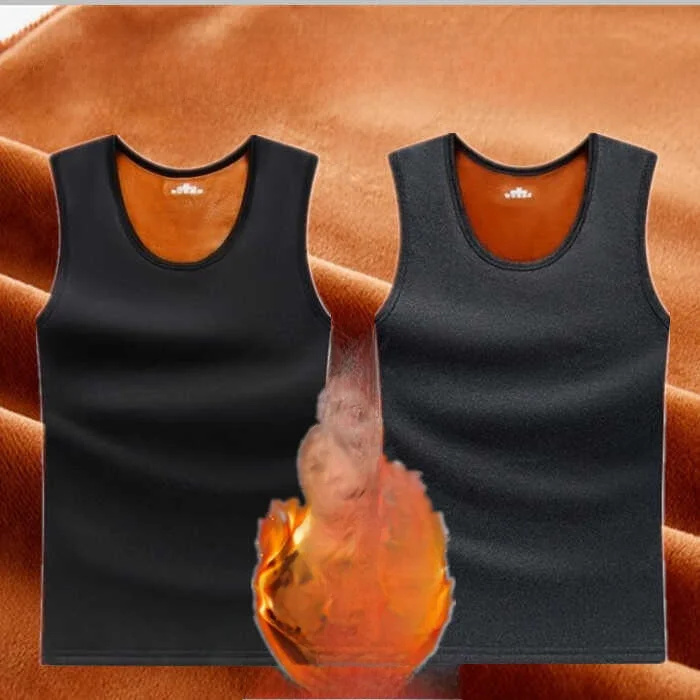 سترة رجالية مبطنة بالصوف سميكة ودافئة ضيقة بدون أكمام قميص أساسي للرجال متوسطي العمر وكبار السن