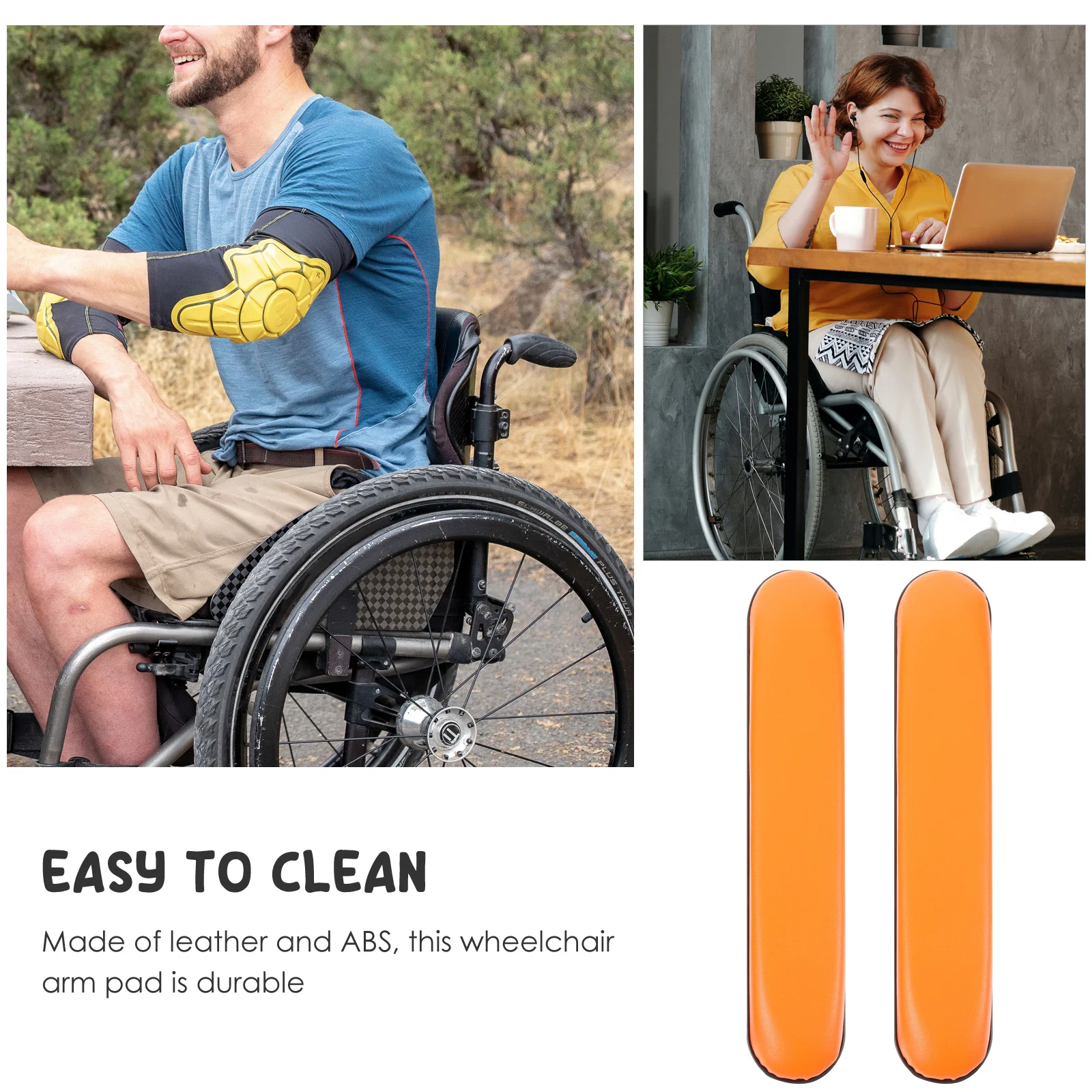 

2 Pcs Wheelchair Armrest Pads ABS Sponge Cushions Covers ange 10CM Holes Distance Comfortable Nonslip Easy Clean