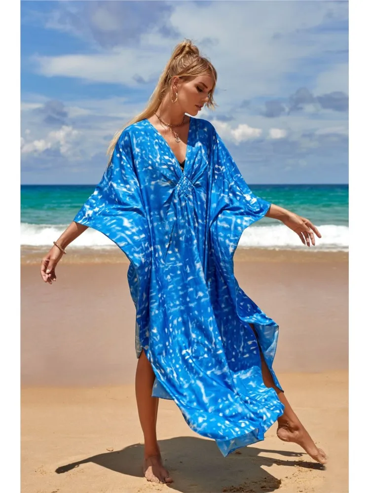Sexy Women's Dress Boho Apring Summer Fashion Cotton Printed Beach Cover Up Vacation Casual Bikini Proof Loose Dresses For Women