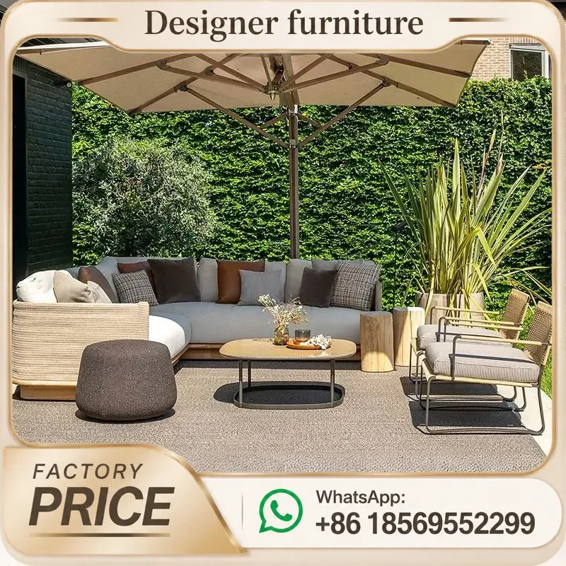 Outdoor Patio Sofa Set Aluminum Alloy Rope Weaving Garden Furniture Waterproof Sunscreen For Courtyard Villa Resort Leisure
