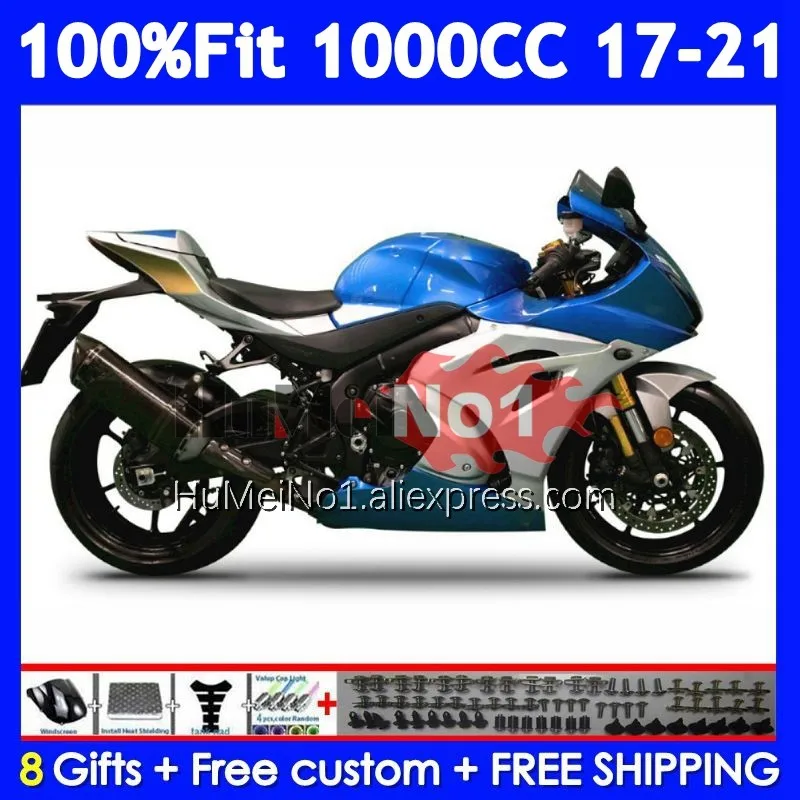 Blue white Injection For SUZUKI GSXR1000 GSXR 1000 L7 122No.164 K17 GSXR-1000 17 18 19 20 21 2017 2018 2019 2020 2021 Fairings