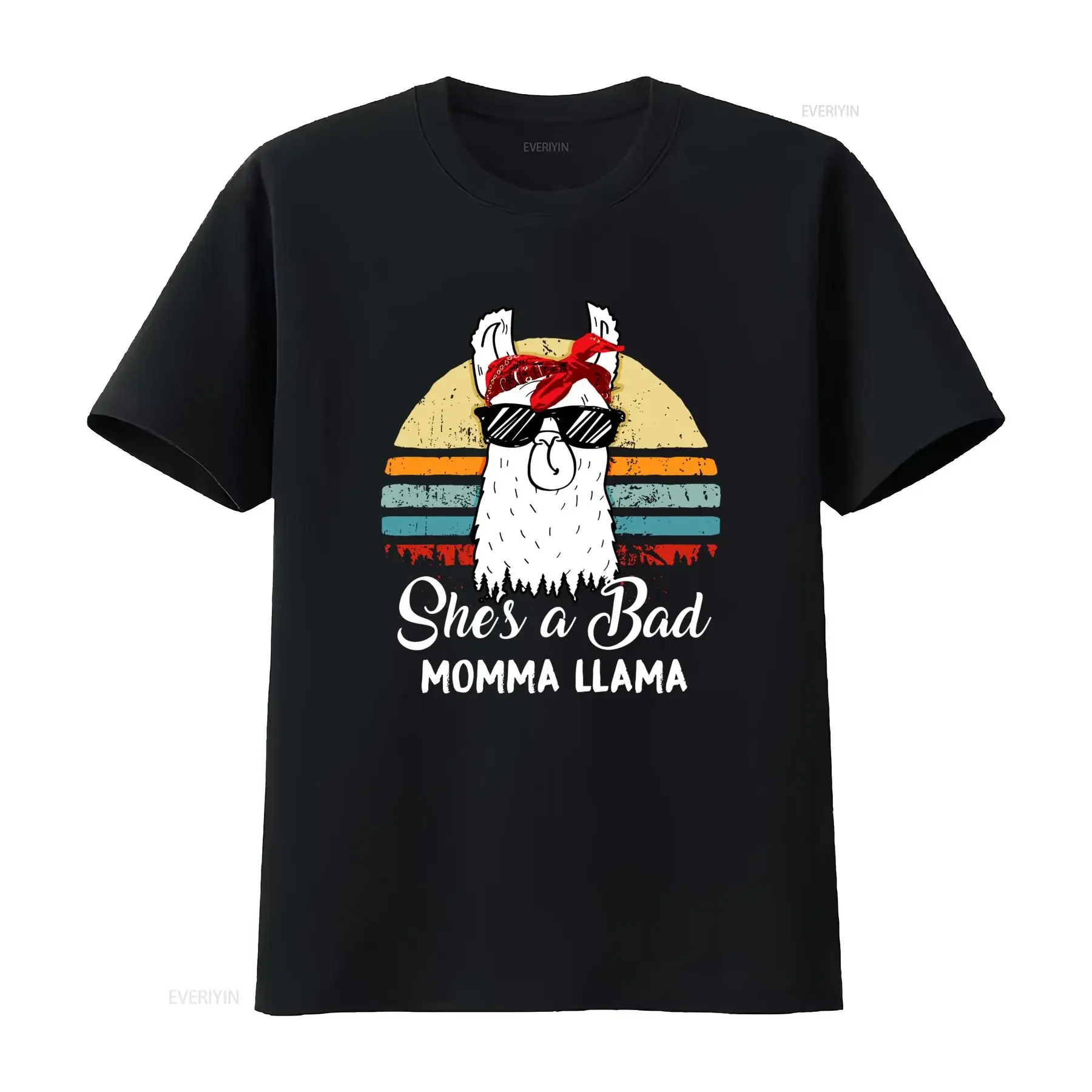 Funny She's a Bad Momma Llama T Shirt Retro Design Fit for Moms Mamas Grandmas Perfect Idea vintage Washed fashion Unisex