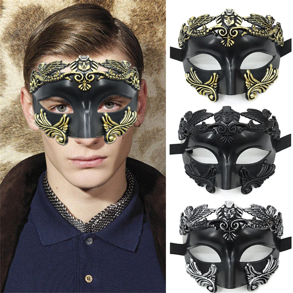 Máscaras faciales de estilo romano para hombres, Cosplay de Mardi Gras, máscara de media cara, accesorio de fiesta de mascarada de Pascua y Navidad,