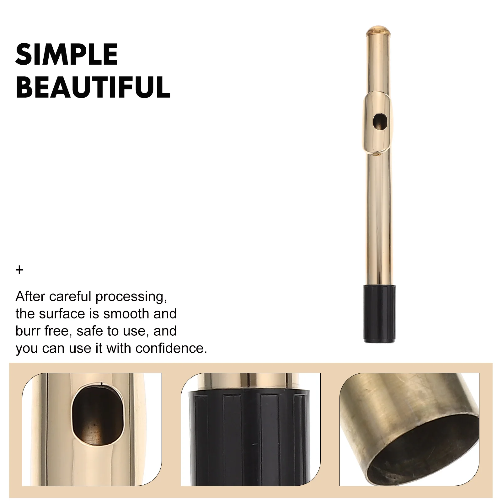 

Sturdy Durable Flute Mouthpiece Replacement Metal Parts Smooth Surface Practical Wind Instrument Components For Students