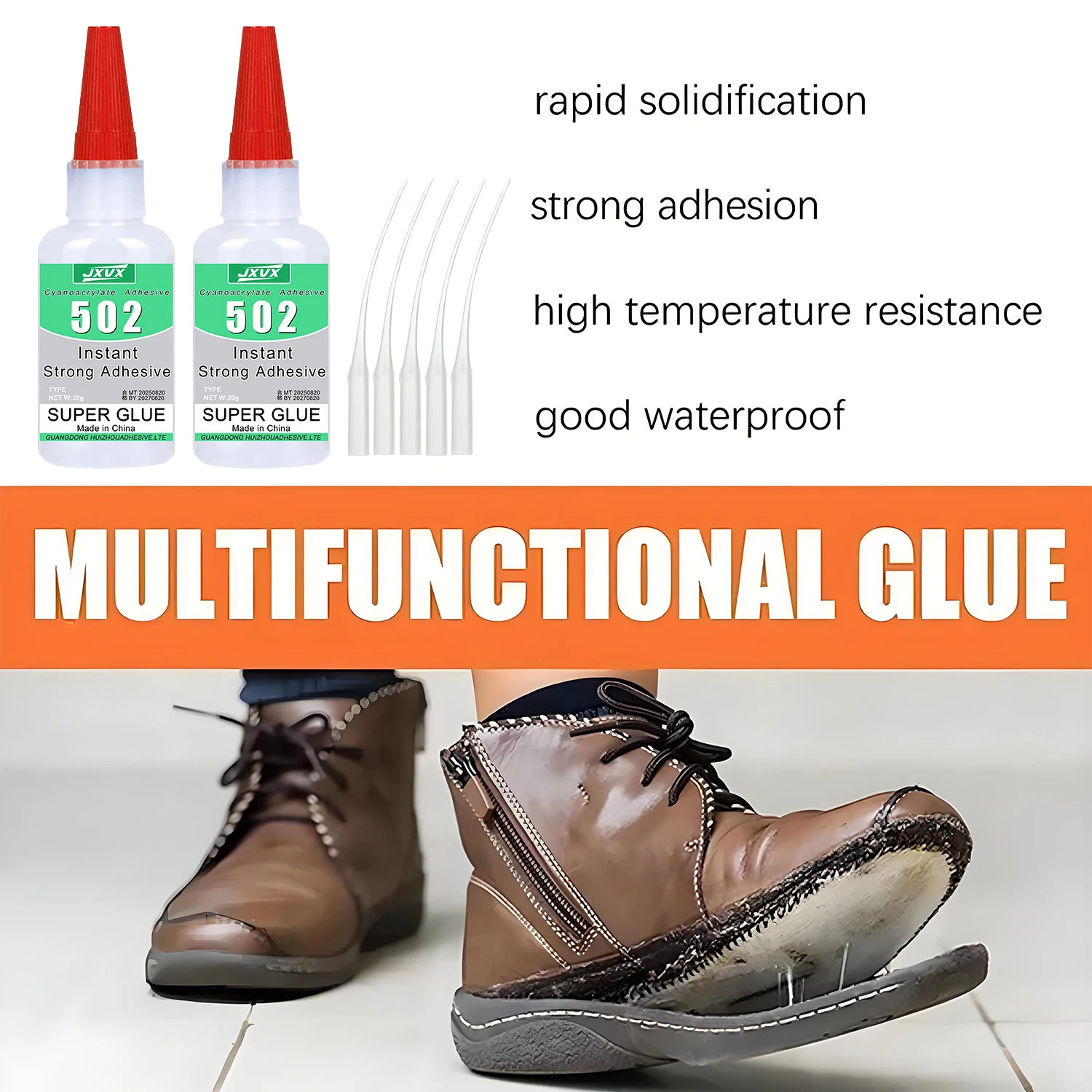 1.76 أونصة 502 غراء فائق القوة متعدد الأغراض سريع الجفاف لاصق سيانو أكريليت لاصق سريع فوري مطاط خشب زجاج أقوى من جميع أنواع الغراء 1-3 قطع. #3