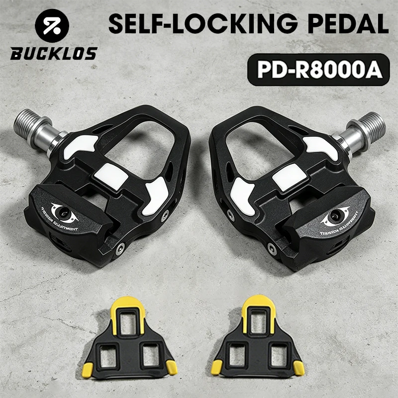 

BUCKLOS PD-R8000 Road Bike Pedals for SPD-SL Clipless Pedal with Cleat Ultralight Durable Professional Road Cycling Pedals
