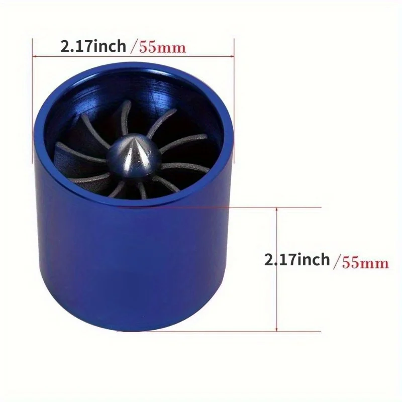 Car Air Intake Turbonator, 55mm Single Fan Turbo Engine, Turbine Super Charger Gas Fuel Saver Turbo