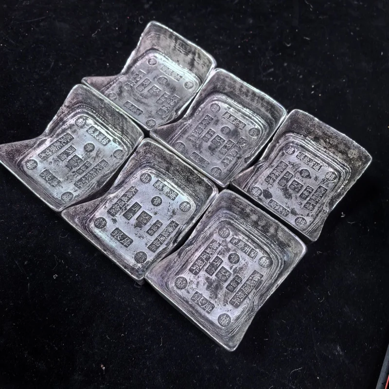 

Antique-Style Handicrafts Pure Copper Silver-Plated 2.5kg Square Ingot Ornament Silver Ingot Silver Yuanbao Patina Craft