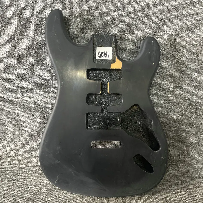 GB151 Matte Black Color ST Guitar Body Custom Pickups with Pickguard Design in Solid Wood DIY Replace with Damages