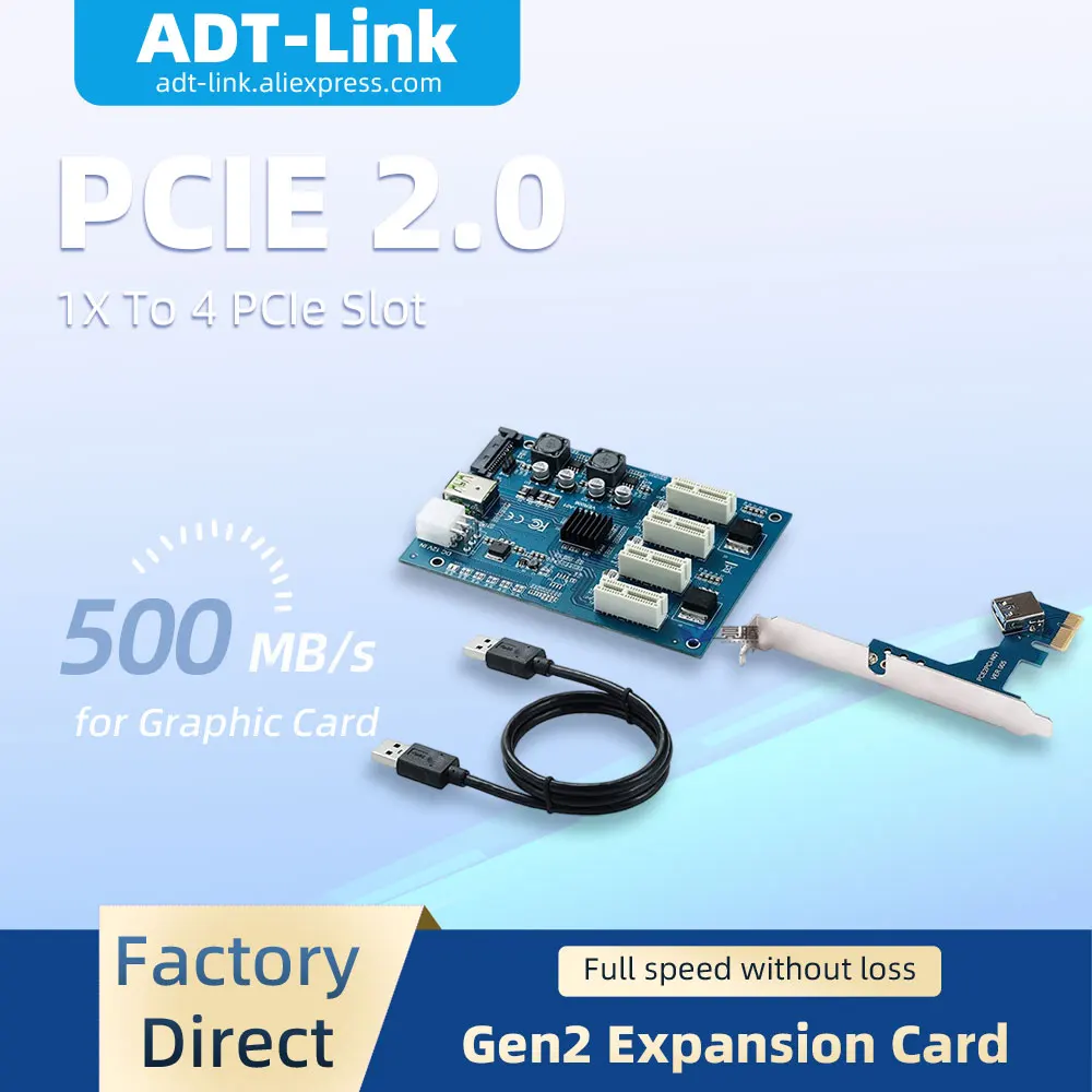 GEN2 1 To 4 PCI-E 1X To 4 PCIe Slot Expansion Card M.2 NVME To PCIe Riser Card Multiplier Graphics Card Splitter Adapter