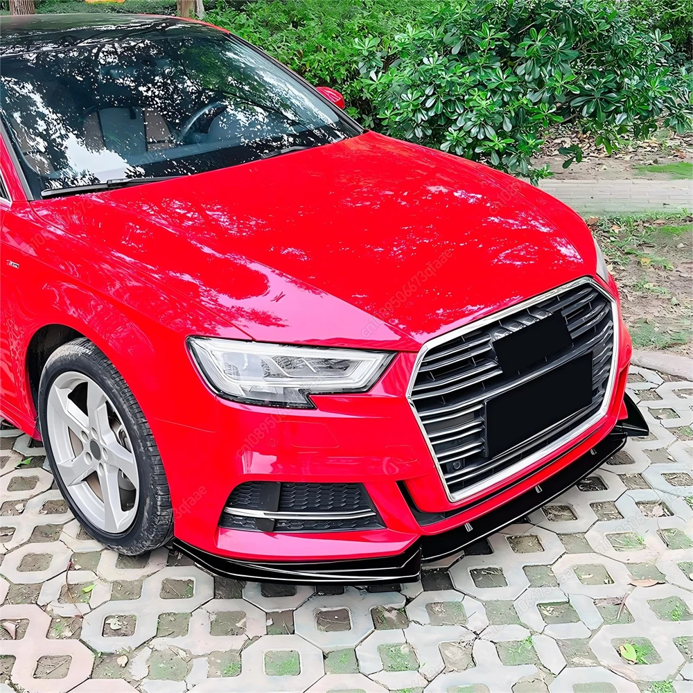 

For Audi S3 A3 Sportback 8V FL S-line 2016 To 2020 ABS Black Body Kit Tuning 3Pcs Car Front Bumper Lip Spoiler Splitter Diffuser
