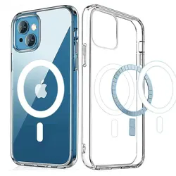 Magnetic Clear Phone Case for iPhone 15 14 13 Pro Max 12 Mini Wireless Charging Shockproof For iphone 11 XR X Bumper Back Cover