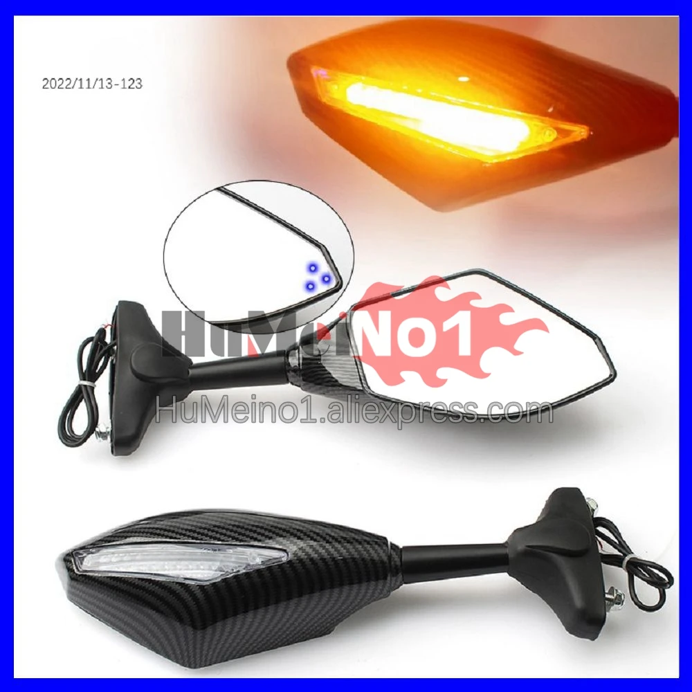 2X Turn Lights Side Mirrors For SUZUKI KATANA GSX750F GSXF750 1998 1999 2000 01 2002 98 99 00 01 02 Turn Signal Rearview Mirrors