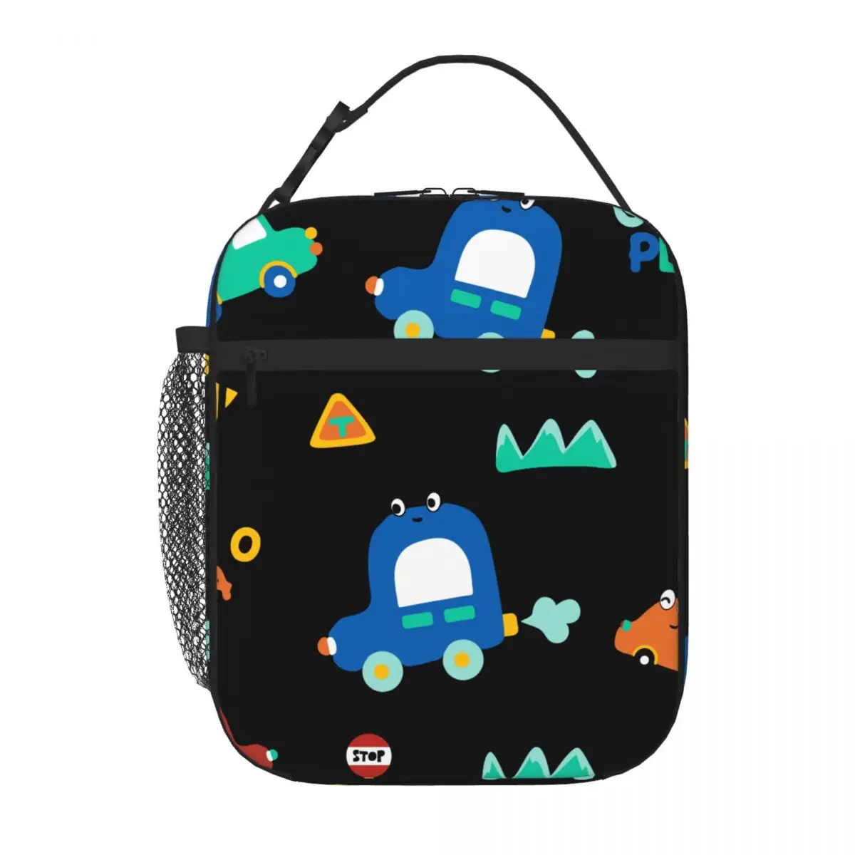 Bestselling Cute Cartoon Car Denim Style Carry Lunch Bag Garden Party Camping Lunch Bag