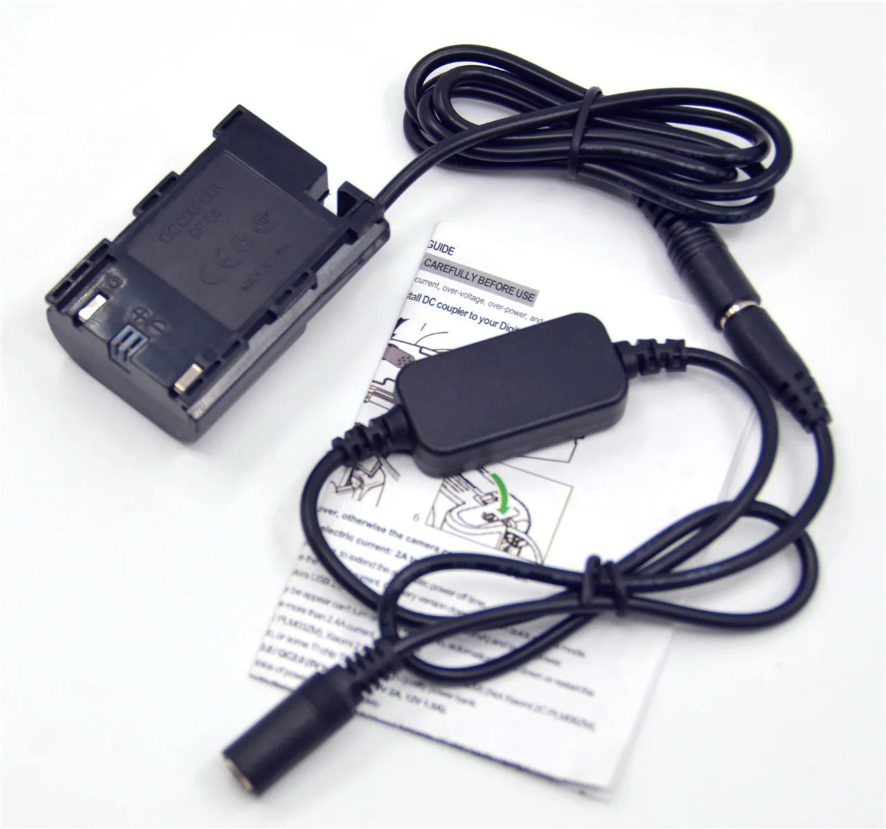 LP-E6 Dummy Battery DR-E6 DC Coupler&12V-24V Step-Down Cable for Canon EOS 5D Mark II III 5D2 5D3 6D 7D 60D Camera