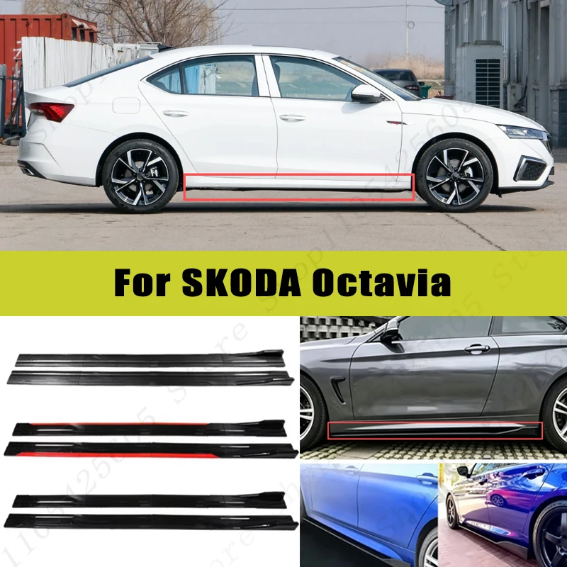 For SKODA Octavia Racing Sport Side Skirts 2.0/2.2M 86.6" ABS Splitters Extended Lip Body Kit Bumper Modified Parts 8Pcs