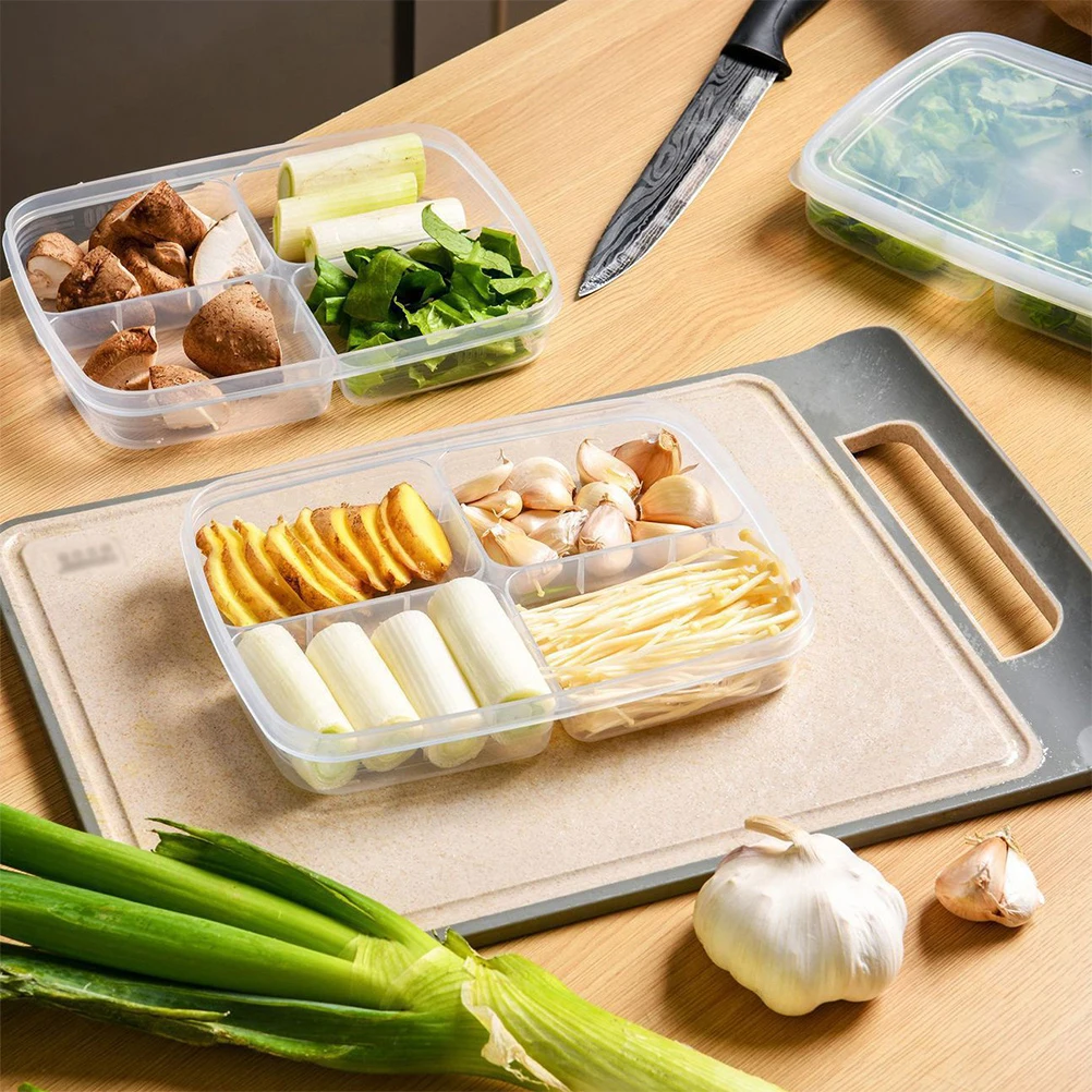 

3pcs Food Storage ganizer Keeping Container Plastic Divided Bin Lid Kitchen Box Save Material
