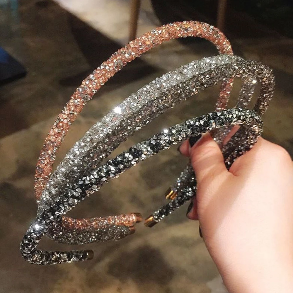 

Korea Women Crystal Rhinestone Hair Accessories Shinny Hairband Headband Headhoop Beads Bezel