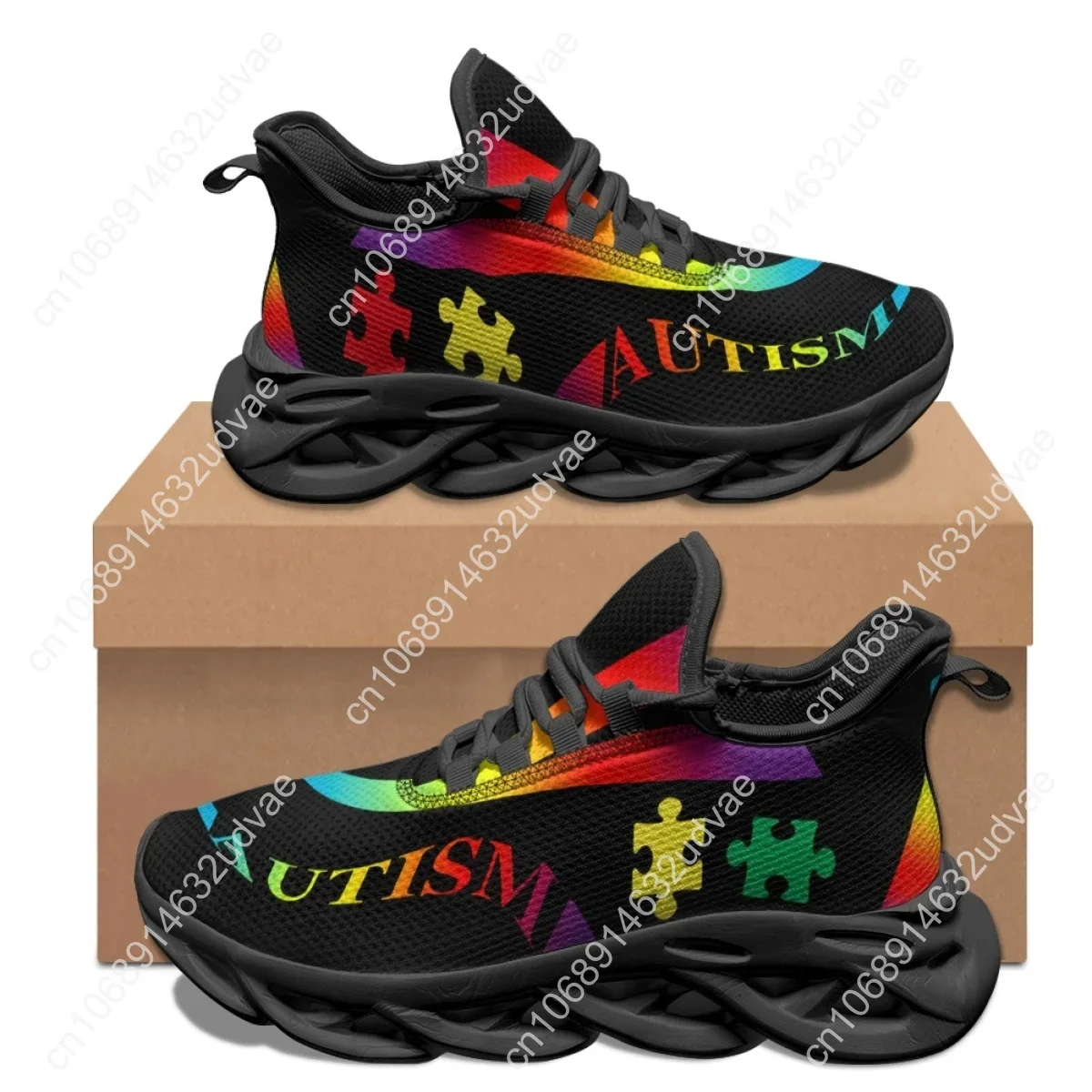 New Fashion Sneakers For Women Autism Awareness Patterns Colorful Puzzle Print Outdoor Running Shoes Comfort Fitness Sports Shoe