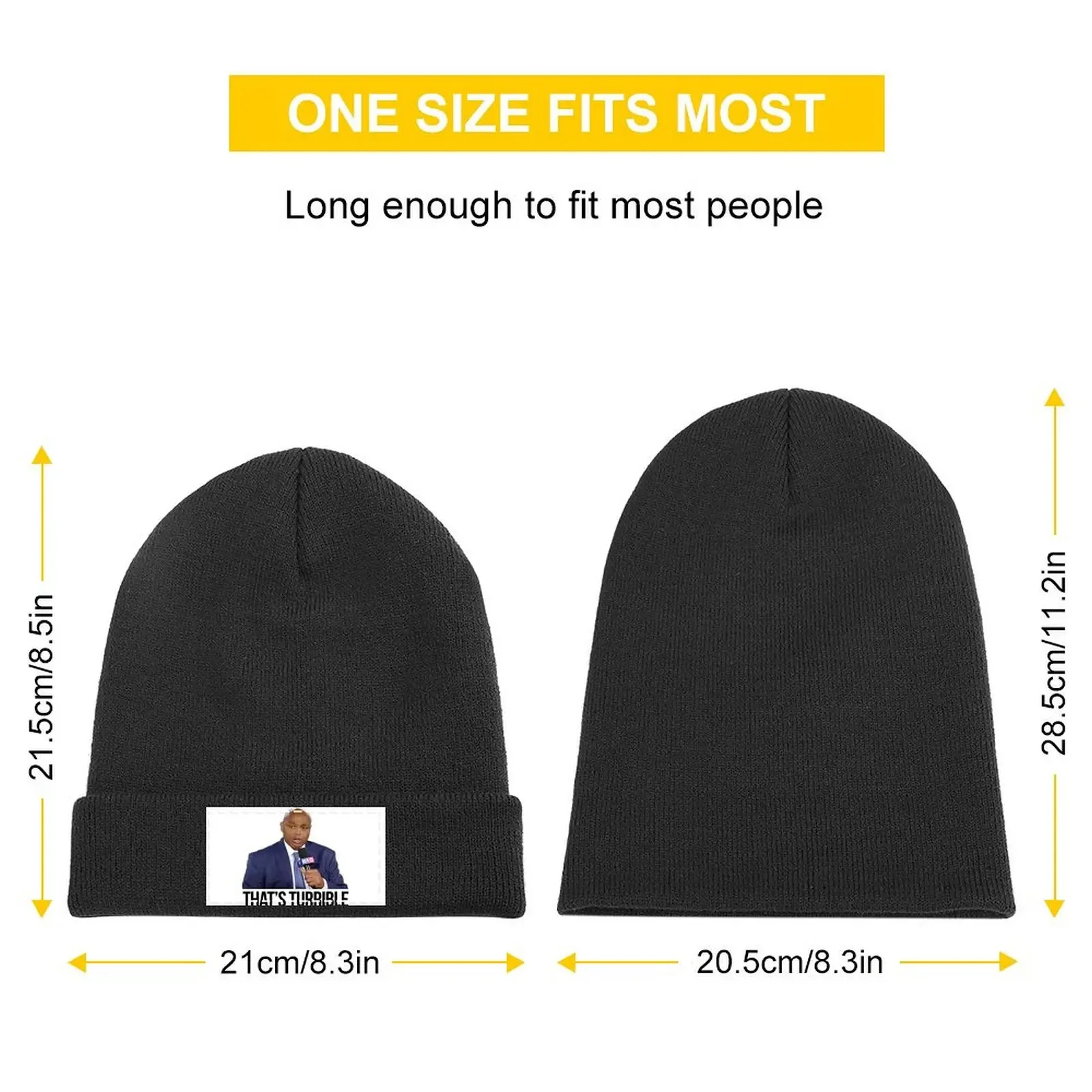 Charles Barkley - That's Turrible Meme Knitted Cap Hat Luxury Brand Big Size Hat birthday Caps Women Men's