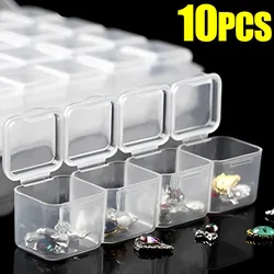 10/1PCS Mini Storage Box Transparent Square Plastic Packaging Container Case Portable Earring Bracelet Jewelry Storage Organizer