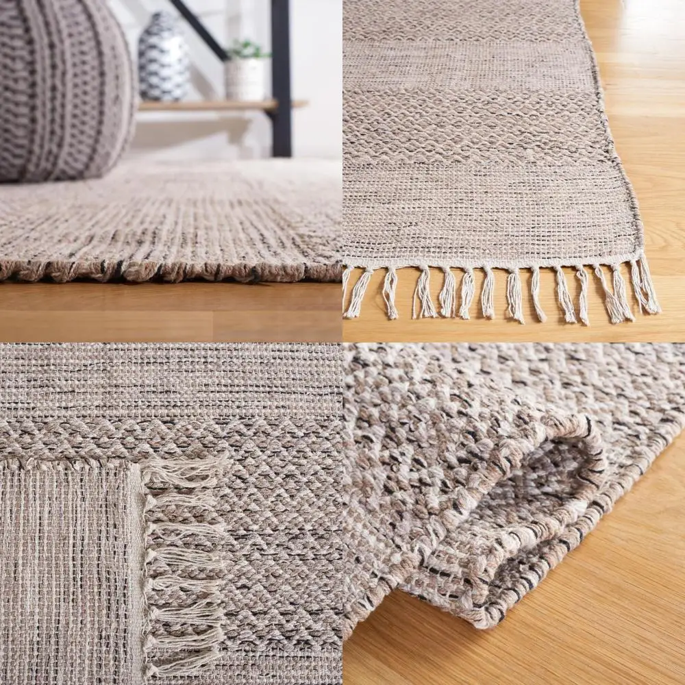

Montauk Runner Rug, 2'3x20' Ivory & Steel Grey, Handcrafted Cotton with Tassel Fringe, Perfect for Living & Bedroom High Traffic