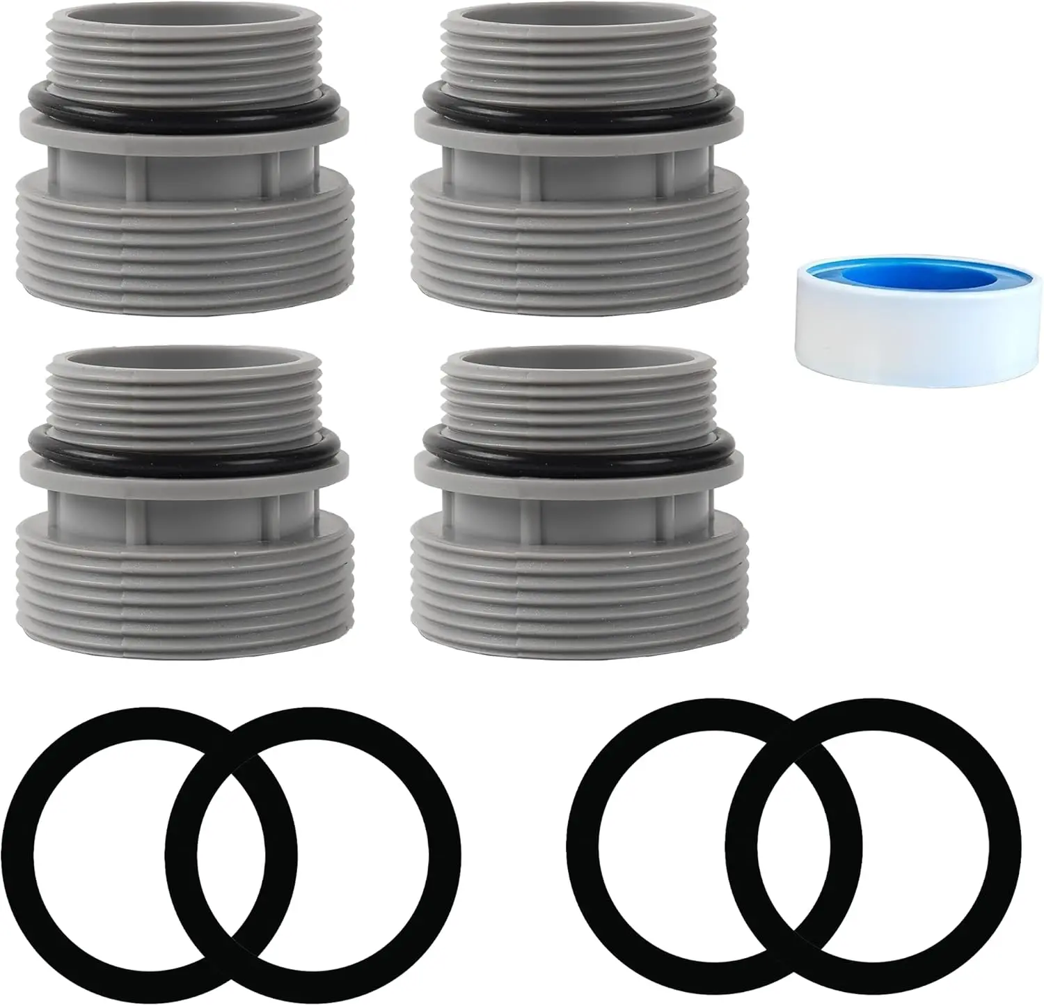 

4-Pack Pool Filter Hose Adapter Kit, Converts 40mm to 1-1/2" for Above-Ground Pools, Fits Standard Ports