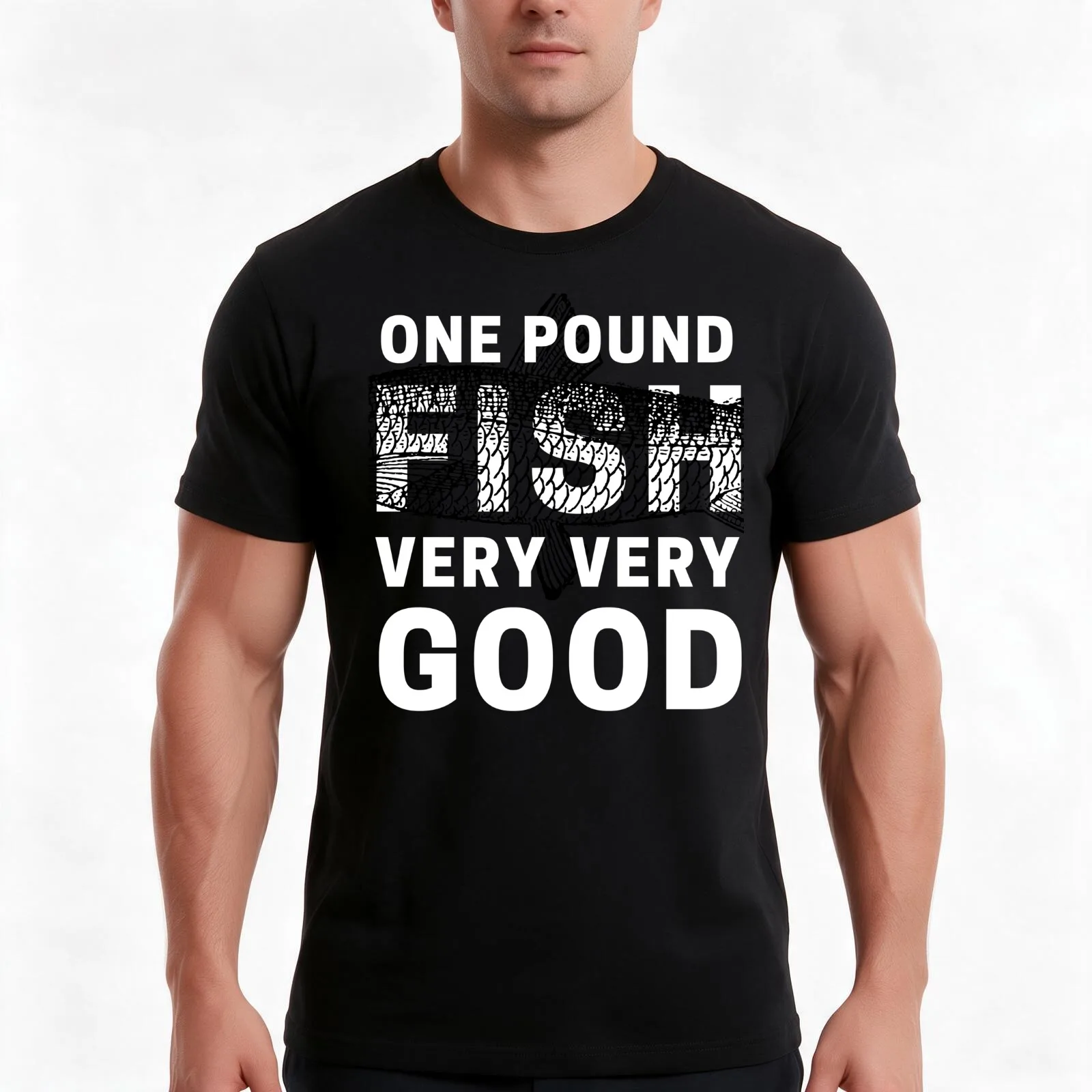One Pound Fish T-Shirt, Summer Casual Cotton Tee, Oversized Streetwear Tops, Vintage Graphic Print, Loose Fit Short Sleeve