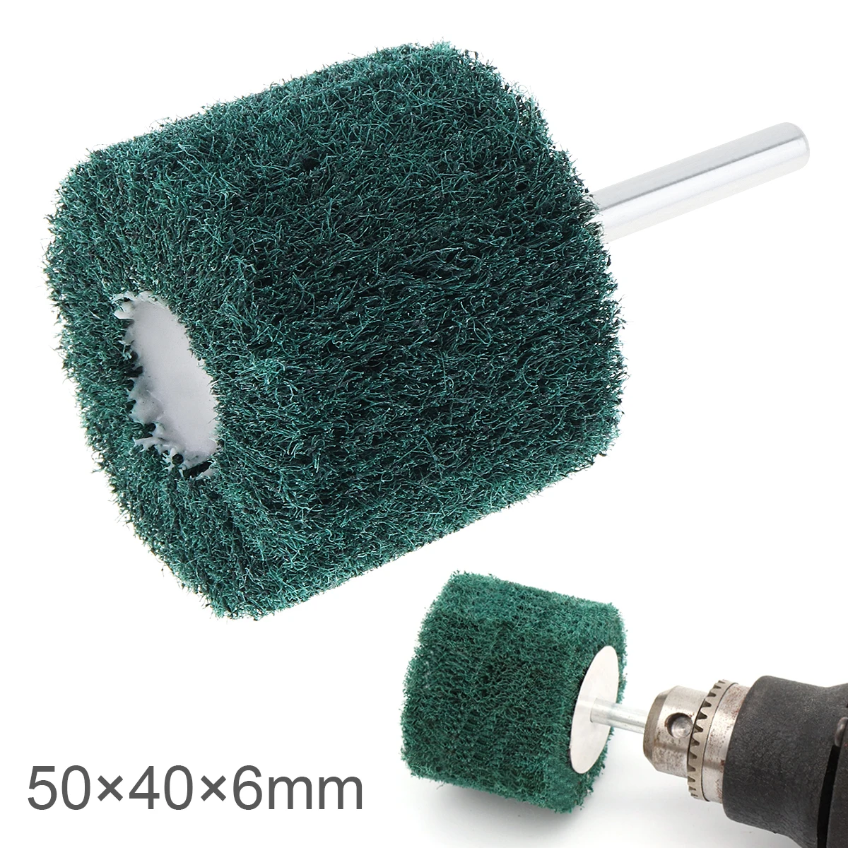 6mm Drill Scouring Pad Grinding Sanding Head Flap Wheel Mounted Polishing Brush Wheel for Aluminum Grinding Polishing