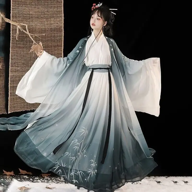 

Women Hanfu Dress Gradient Large Sleeve Chinese Traditional Costume Female Halloween Party Cosplay Outfits