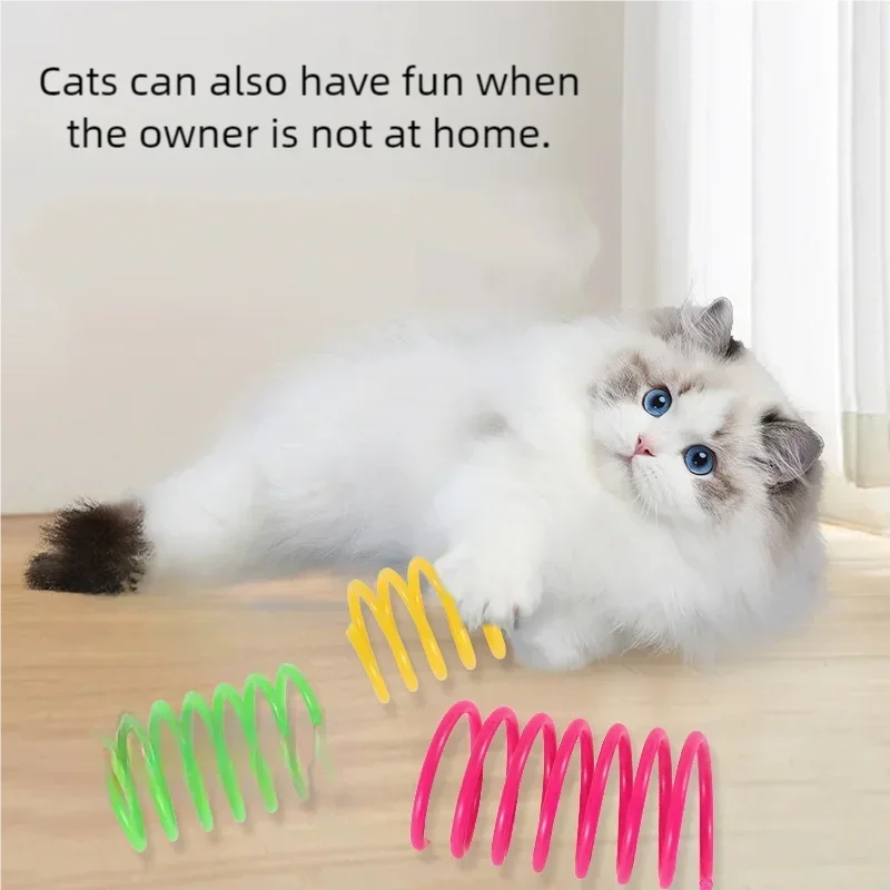 Juguete resorte espiral para gatos – Plástico colorido y duradero