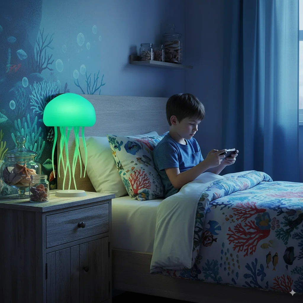 Jellyfish Night Light Cute Room Decor 3d Decoration Hanging Lights Atmosphere Bedroom Cartoon Creative Bedside Artificial Indoor