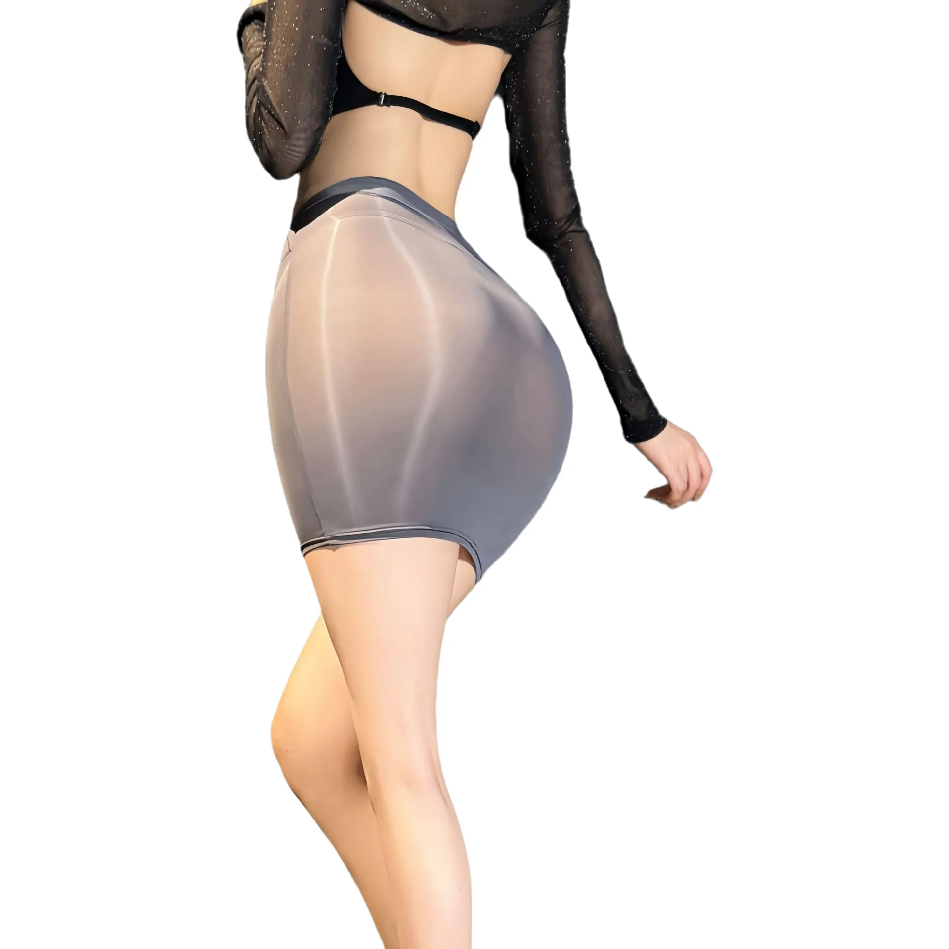 Sheer Sexy Ice Silk Mini Skirt, Hip-hugging, Hot Secretary Uniform, High Elasticity Slim Sweet Hot Sexy Women Skirts A5WQ