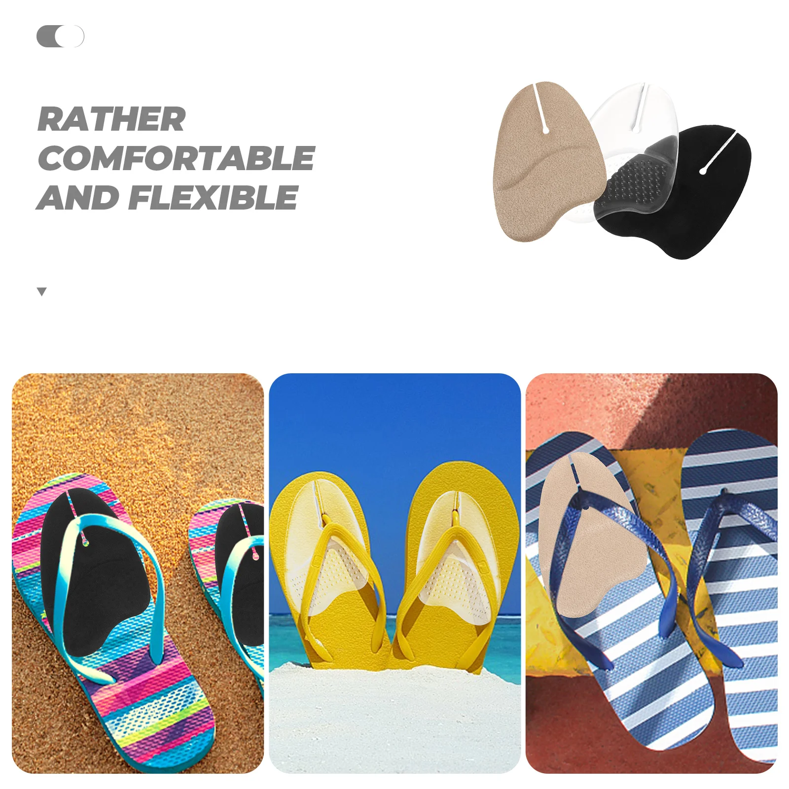 

3 Pairs Toe Cushions Non flops Sandals Protector Transparent Black Beige Comfortable Anti friction Toe Guards Forefoot