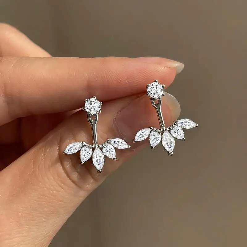 Jellystory S925 Silver Full Moissanite Ear Cuff Marquise Drop Earrings Light Luxury Fashion Niche High End Women Trendy Jewelry view 4