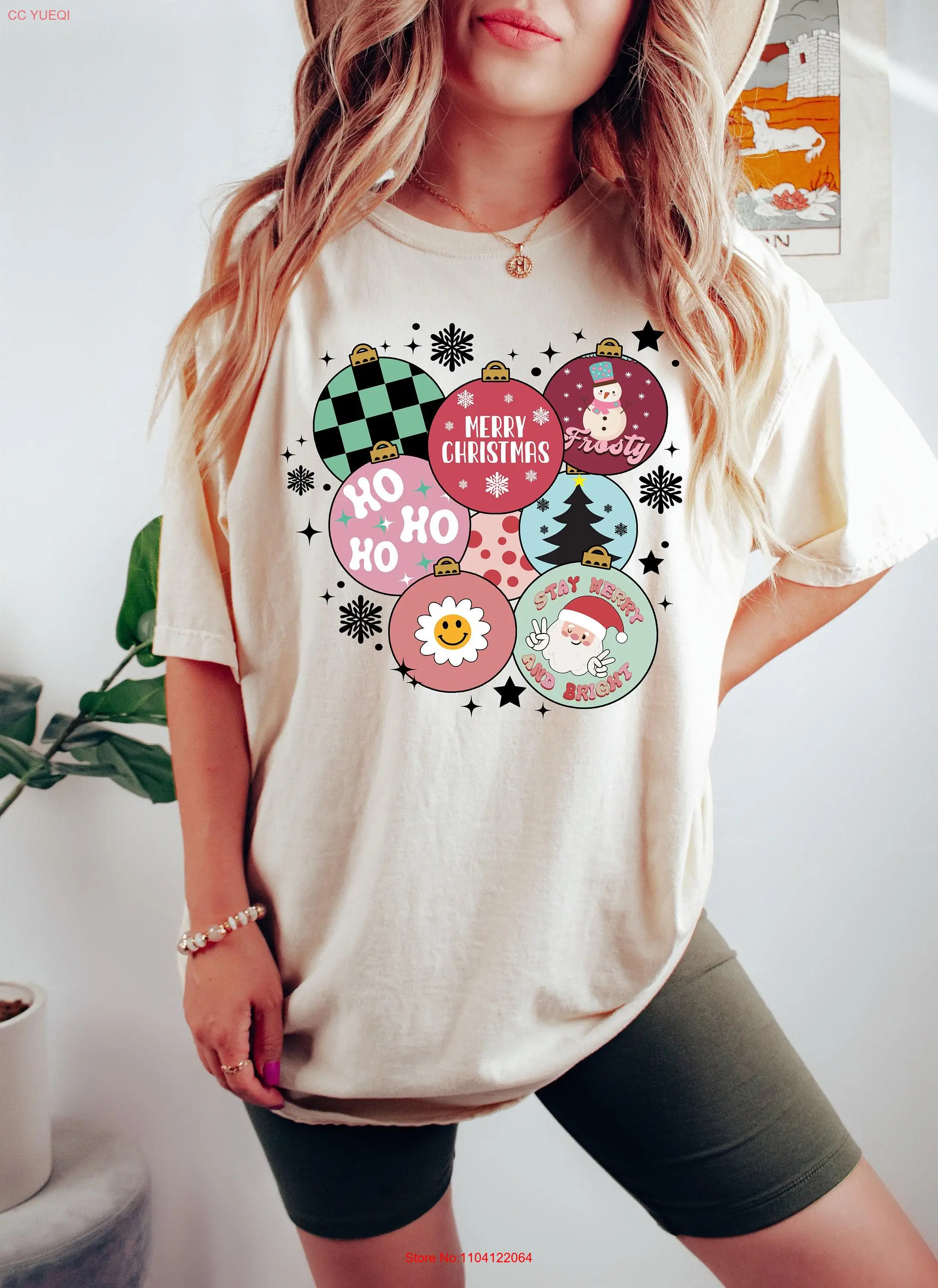 

Merry Christmas T Shirt Women Cute Holiday Leopard Print Tree long or short sleeves